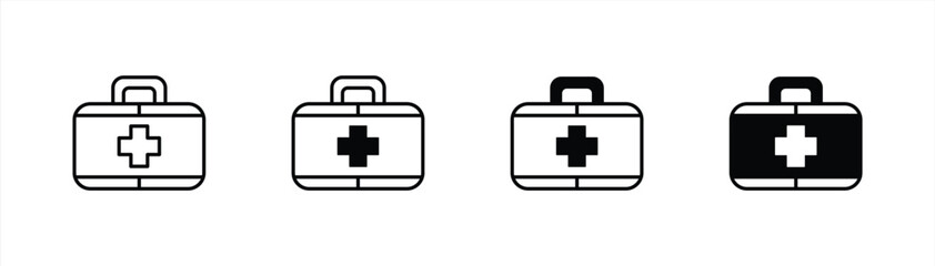 first aid icon set. medical briefcase, medic emergency icon symbol sign. vector illustration