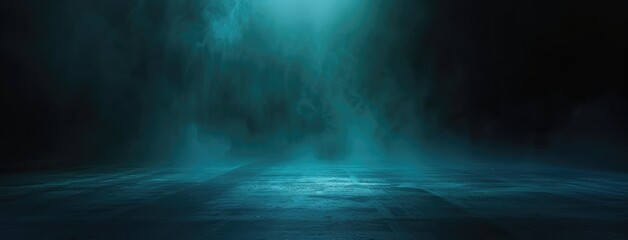 Mysterious Blue Smoke Fog Over Dark Surface