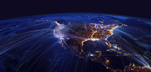 Global Communication Networks Over North America at Night