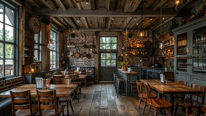 Farm-to-table dining, rustic and wholesome, pastoral charm - obrazy, fototapety, plakaty
