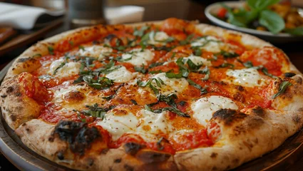 Foto op Plexiglas Artisan pizza, wood-fired oven, lively Italian pizzeria scene © akarawit