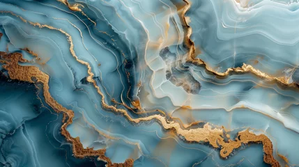 Abwaschbare Fototapete Kristalle slice of blue marble with gold veins, beautiful abstract background, design