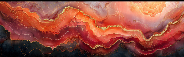 slice of coral marble with gold veins, beautiful abstract background, design