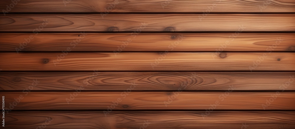 Poster a realistic brown wooden wall featuring a slatted surface, adding texture and depth to the room. the