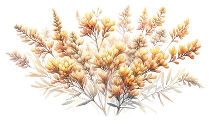 Watercolor illustration of Golden Kangaroo Paw flowers