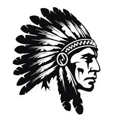 Indian Chief Mascot Head Graphic