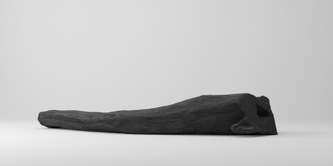 3D product background. 3D old black wood for presentation perfumes, cosmetics and products. 3D illustration.