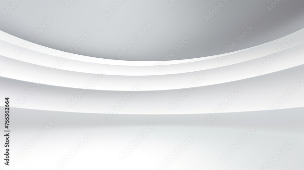 Poster Minimalistic Horizontal Abstract Futuristic White Texture, Background with smooth wavy Lines, with light and shadow, Copy space.