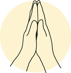 Graceful Lines of Faith Praying Hands Line Art