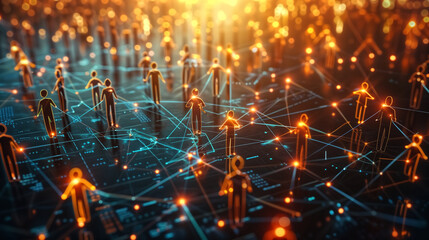 3d illustration connecting people on the internet, social networ