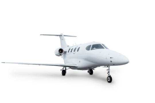 White modern luxury business jet isolated