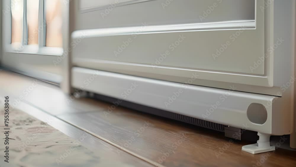 Poster the bottom edge of a panel heater with a convenient storage compartment for the power cord when not 