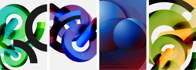 Circle geometric abstract vector posters. Vector Illustration For Wallpaper, Banner, Background, Card, Book Illustration, landing page