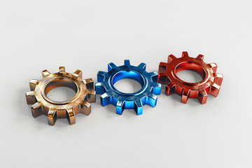 three colorful gears on a transparent background