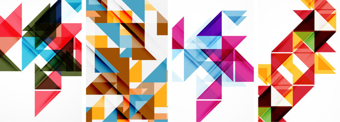 Set of abstract random triangle composition backgrounds. Vector illustration for for wallpaper, business card, cover, poster, banner, brochure, header, website