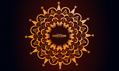 Vector Elegant ornamental mandala background with Golden arabesque arabic islamic east style. Ethnic mandala with tribal ornament.