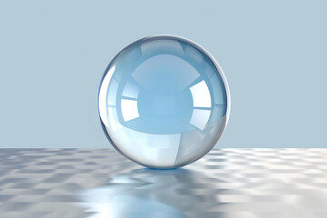 glass sphere on a blue transparent background