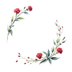 carnations-frame-in-minimalist-style-watercolor-flat-illustration-no-background-trending-on