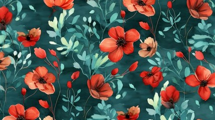 Vintage floral background with flowers and grunge textured paper.