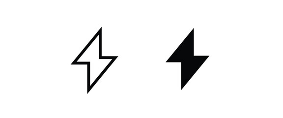 Lightning bolt strike thunderbolt Electricity Thunder strike Electric Weather thunderstorm Energy Power fast speed line icons set, editable stroke isolated on white, linear vector outline