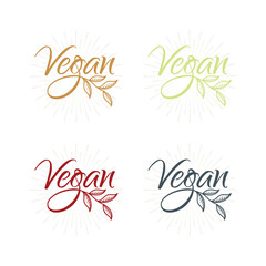 Vegan food sign with leaves vector illustration