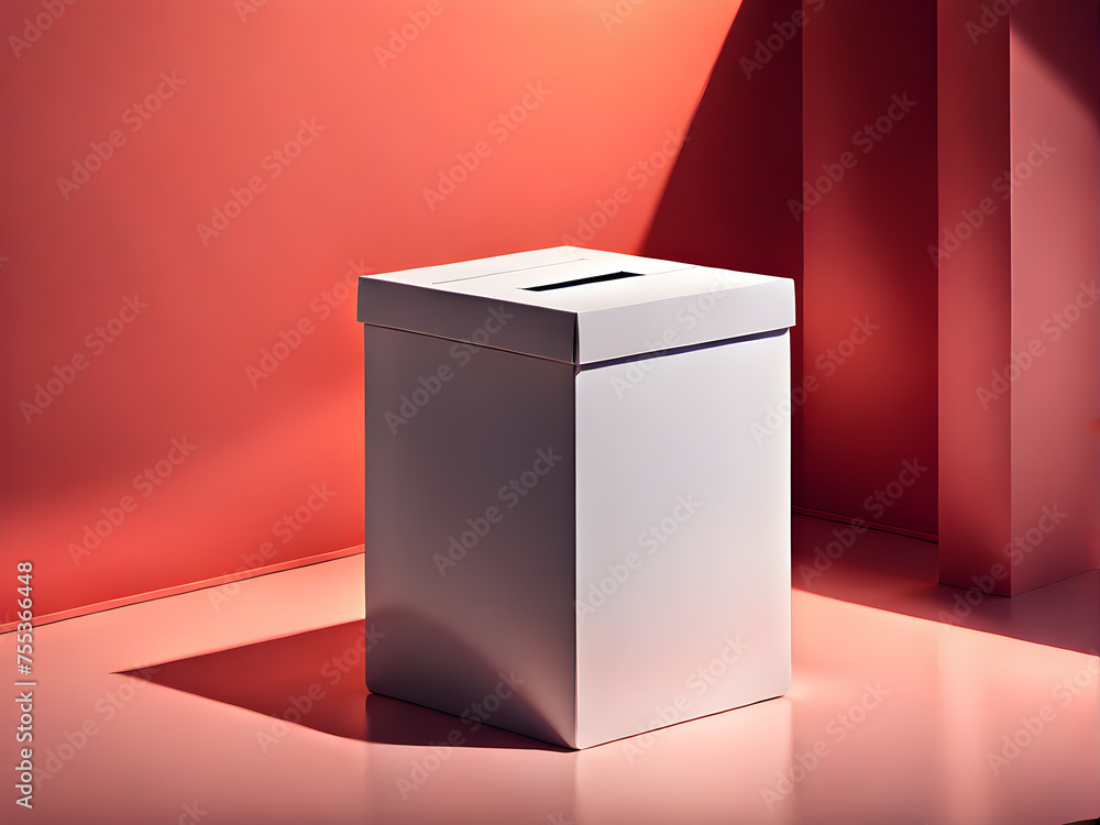 Poster minimalist-style-election-ballot-box-prominently-centered-on-a-solid-color-background-casting