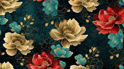 Vintage floral background with flowers and grunge textured paper.