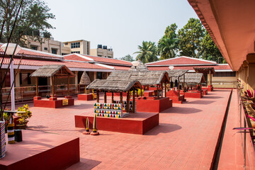Landscape of tribal huts outside museum in Bhubaneshwar Orissa, India.