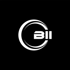BII letter logo design with black background in illustrator, cube logo, vector logo, modern alphabet font overlap style. Calligraphy designs for logo, Poster, Invitation, etc.