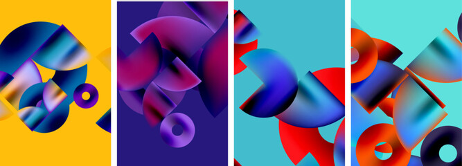 Circles and triangles with bright colorful gradient colors. Vector illustration For Wallpaper, Banner, Background, Card, Book Illustration