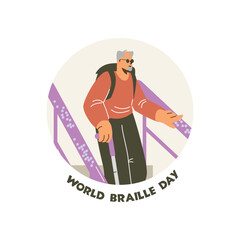 World Braille Day independence vector illustration