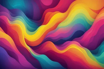Foto op Plexiglas A colorful, abstract painting with a rainbow of colors and a wave-like pattern © Davis Joel