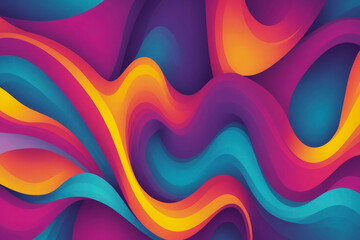 A colorful, abstract painting with a rainbow of colors and a wave-like pattern - obrazy, fototapety, plakaty
