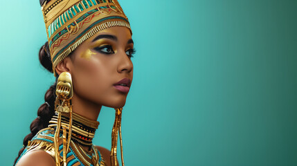 woman in an ornate Egyptian headdress - obrazy, fototapety, plakaty