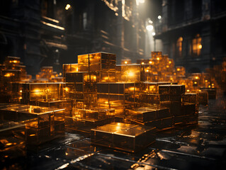 gold packing boxes stockfoto united by andress