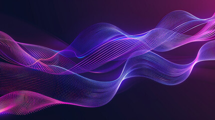 Dark abstract background with glowing wave. Shiny moving lines design element. Modern purple blue gradient flowing wave lines. Futuristic technology concept. Vector illustration High detailed