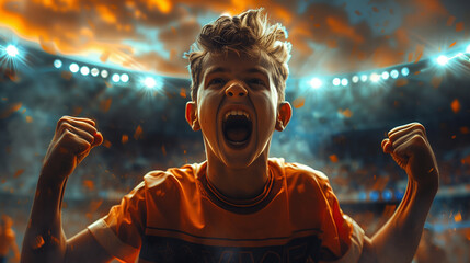 boy celebrating sports victory