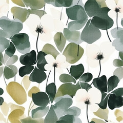 Aqua Terra Brown French Grey Abstract Wild Flower Elegant Leaf Watercolor Scandinavian Design Seamless Pattern Wallpaper Curtain Bedding Upholstery White Background Vector