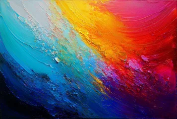 Crédence de cuisine en verre imprimé Mélange de couleurs Colorful brushstrokes of oil paint. Abstract art background.