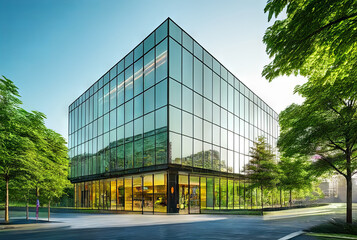 Modern office building in the city. Business concept of successful corporate architecture.
