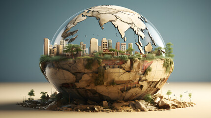Soil Degradation earth 3d rendering