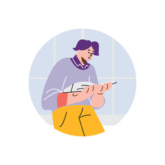 Immersed reader in modern vector illustration