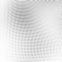 Abstract halftone wave dotted background. Futuristic twisted grunge pattern, dot, circles. Vector modern optical pop art texture for posters, business cards, cover, labels mock-up, stickers layout