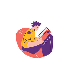 Engrossed reader vector illustration