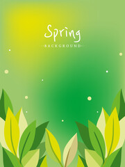 It is a spring background illustration with illustrations of fresh leaves. It can be used as a banner, poster, or graphic element.