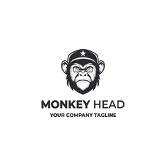 At the heart of the logo, a sleek rendition of a monkey's head emerges with bold, clean lines and refined details, showcasing a harmonious blend of modern design elements and primal inspiration.