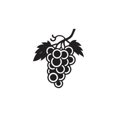 Grape icon black and white background design. silhouette style, vector illustration.