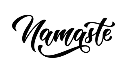 Wandcirkels aluminium Namaste hand lettering. Hello in Hindi. Vector calligraphy composition design. Positive quote. © Onabi