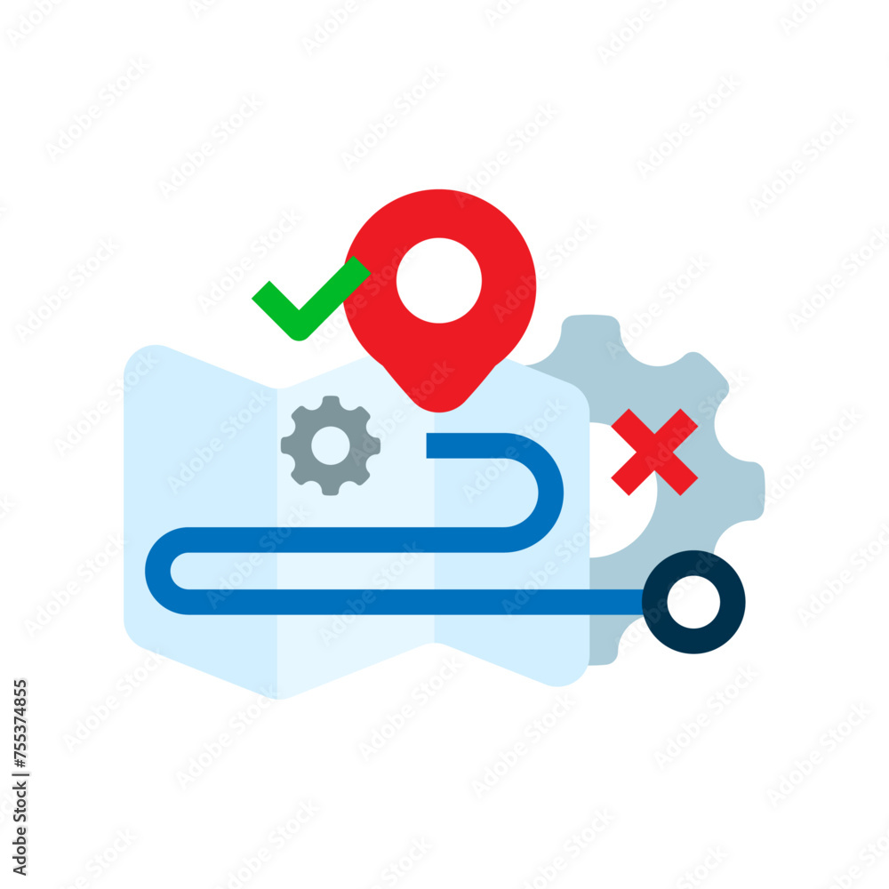 Poster optimization, find the shortest route concept illustration flat design vector. simple modern graphic