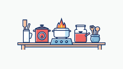 Cooking gas food line icon on white background.